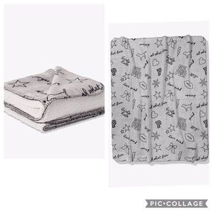 vs pink stormy doodle gray sherpa blanket